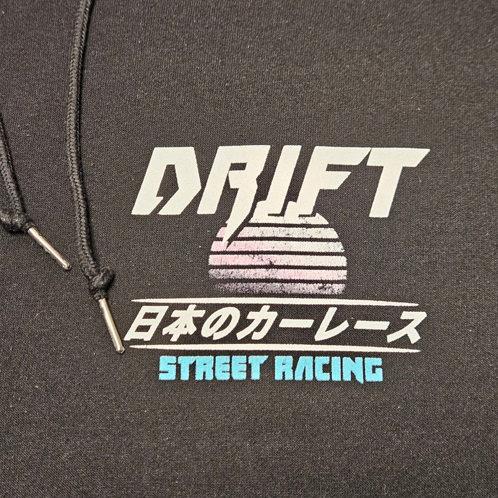 Miken Graphic Hoodie Mens Medium Black Drift Street Car Racing Retro Streetwear